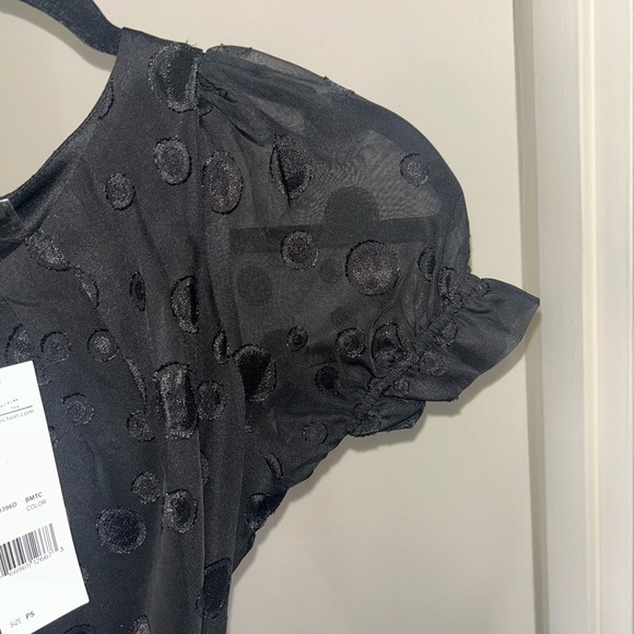 Nwt NY Collection Black Midi Dress with Polka Dots - Picture 5 of 8